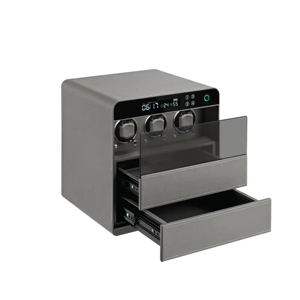 Lusano Legacy Watch Winder Leather Drawer Safe (3 Watches)