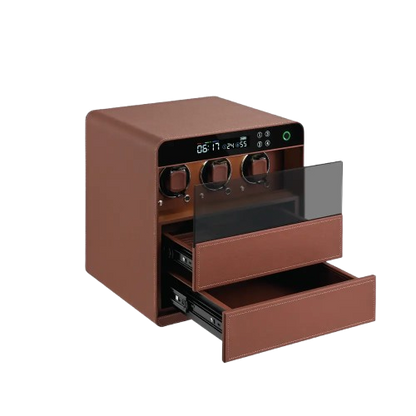 Lusano Legacy Watch Winder Leather Drawer Safe (3 Watches)