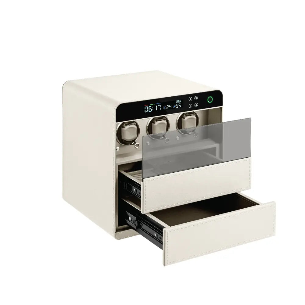 Lusano Legacy Watch Winder Leather Drawer Safe (3 Watches)