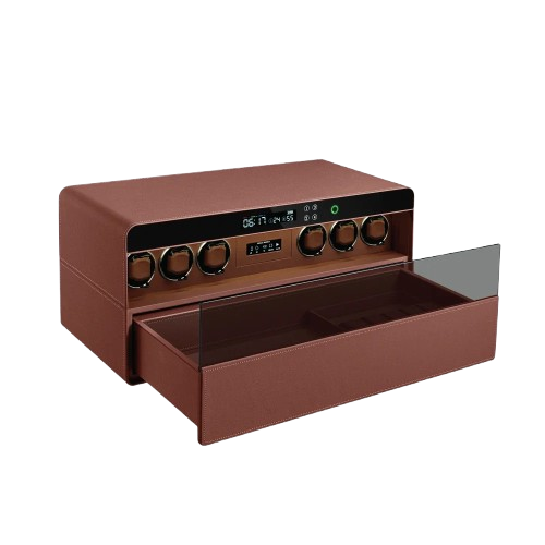 Lusano Legacy Watch Winder Leather Drawer Safe (6 Watches)